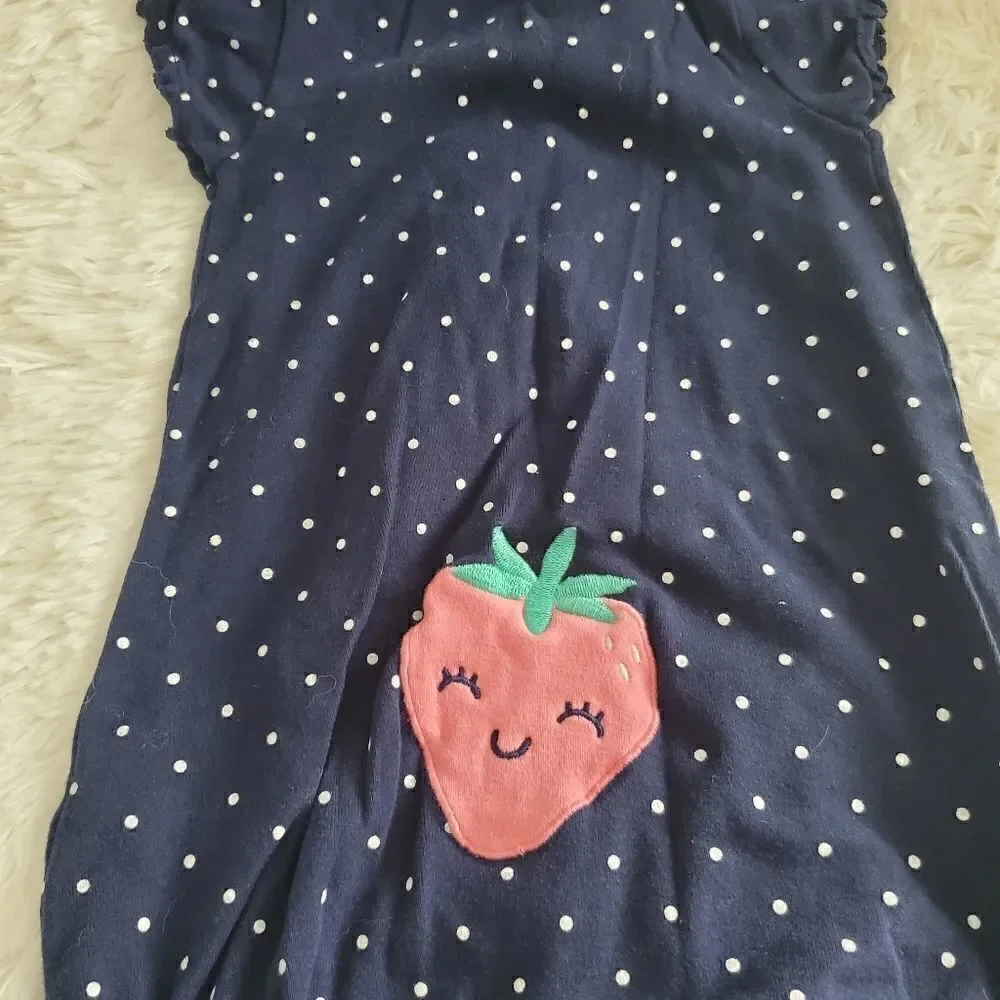Carter's Baby Girl's Size 18M Navy Blue and White Polka Dot Romper